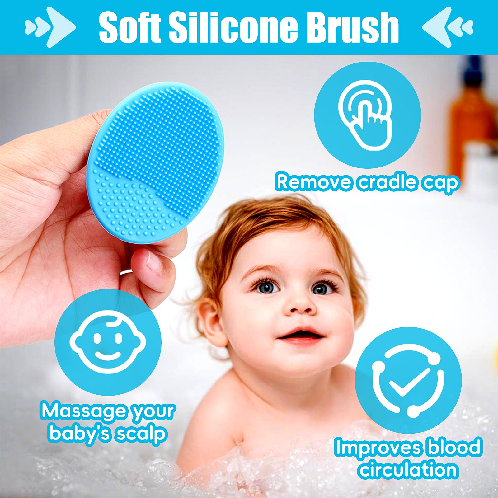 PAKENYESHA silicone cradle cap brush blue massaging scalp while removing flakes