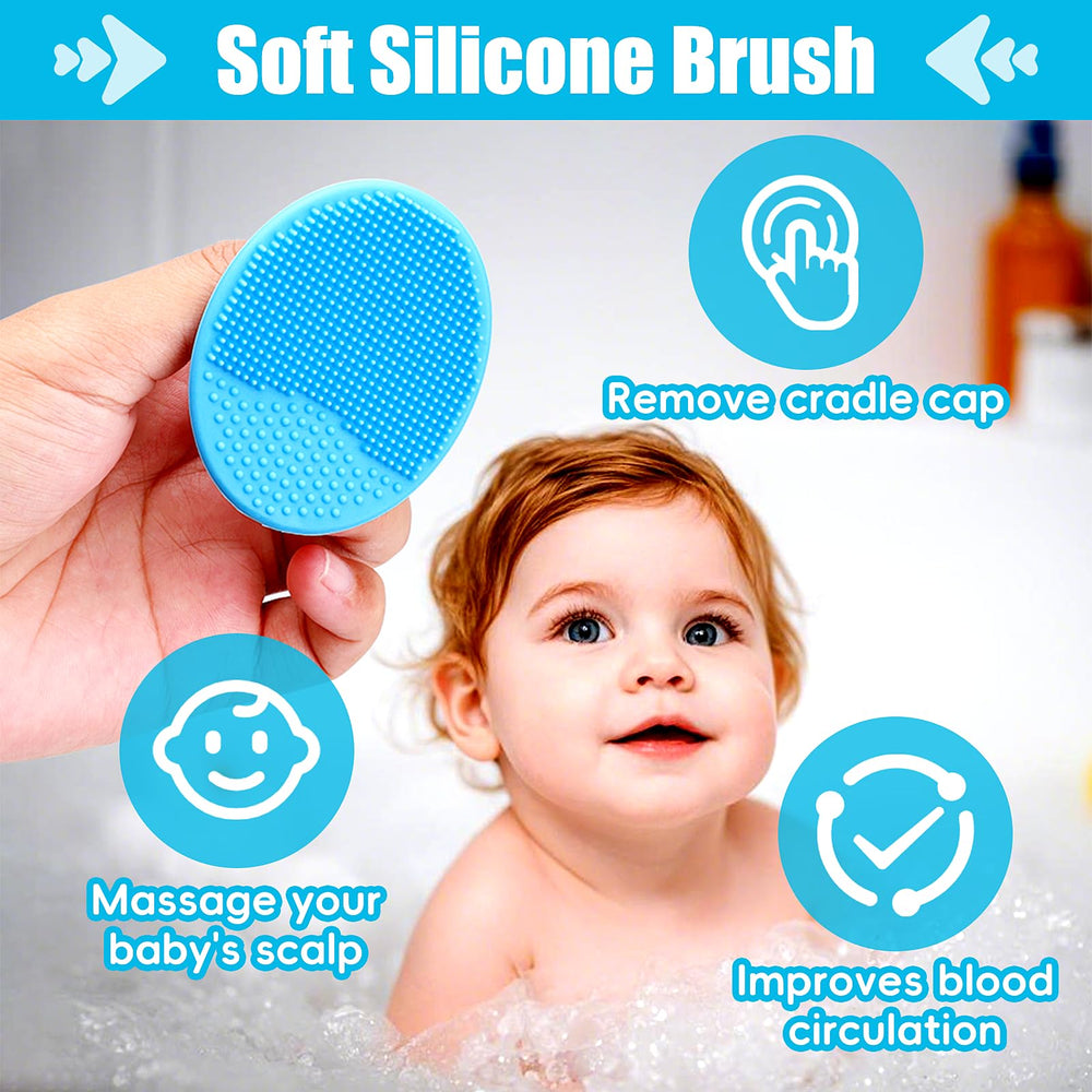 PAKENYESHA silicone cradle cap brush blue massaging scalp while removing flakes