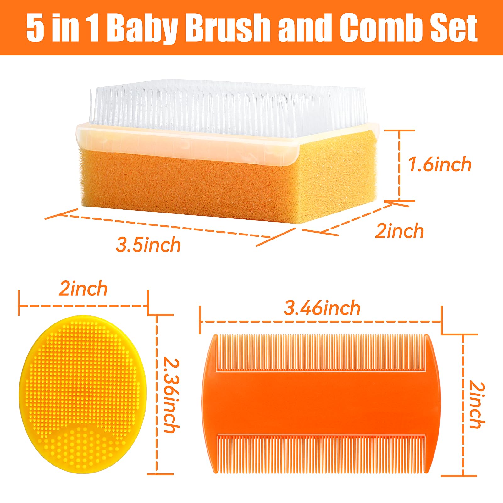 PAKENYESHA soft bristle brushes for soothing bath time and cradle cap cleaning.
