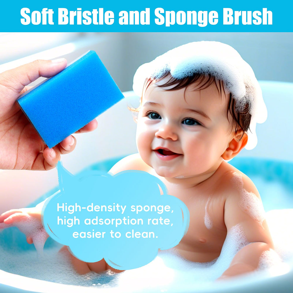 PAKENYESHA sponge brush blue used for thorough, gentle cradle cap cleaning