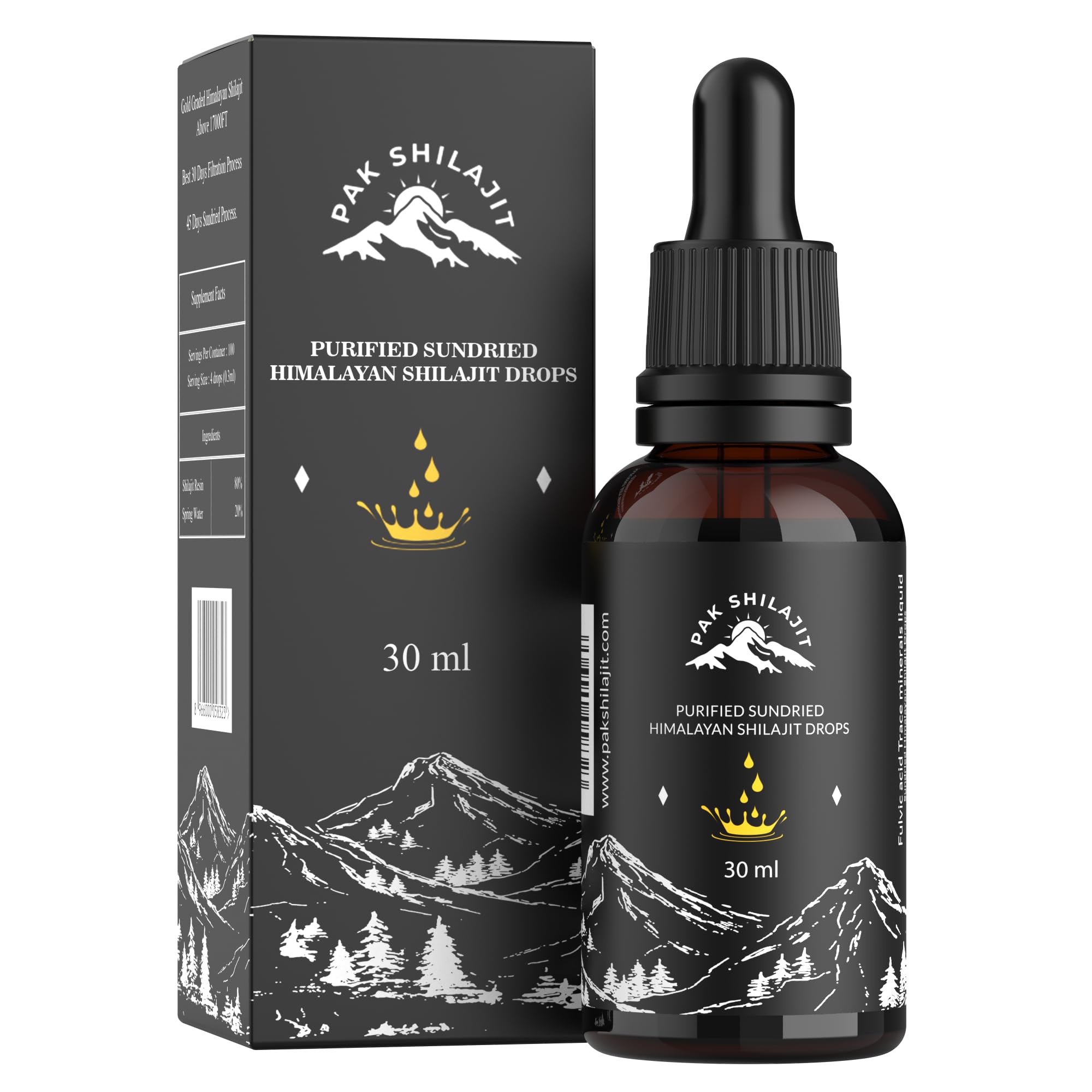 PakShilajit sun-dried Himalayan shilajit drops at 17000ft offering pure mineral blend