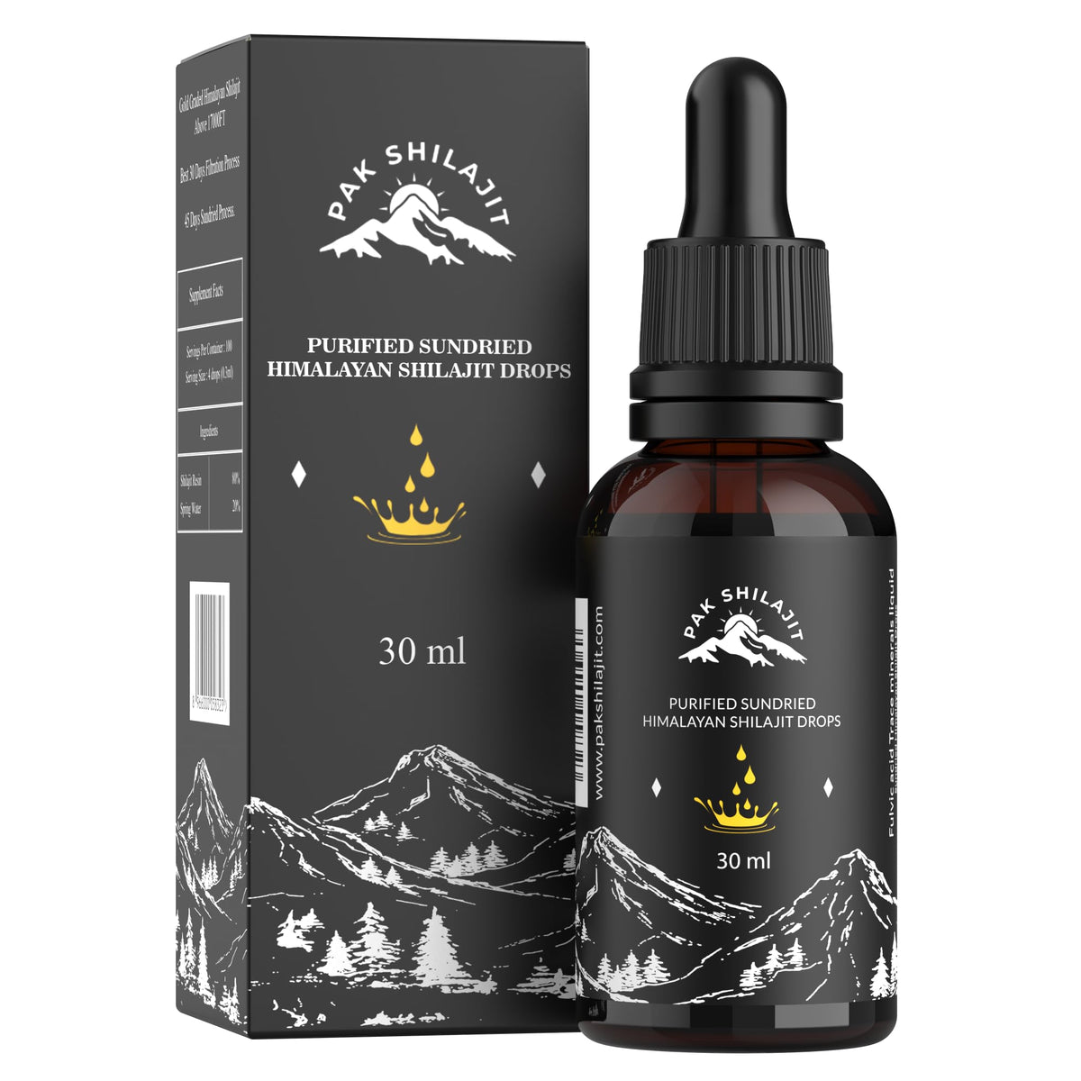 PakShilajit sun-dried Himalayan shilajit drops at 17000ft offering pure mineral blend
