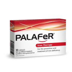 Palafer bottle with cap off showing capsules.