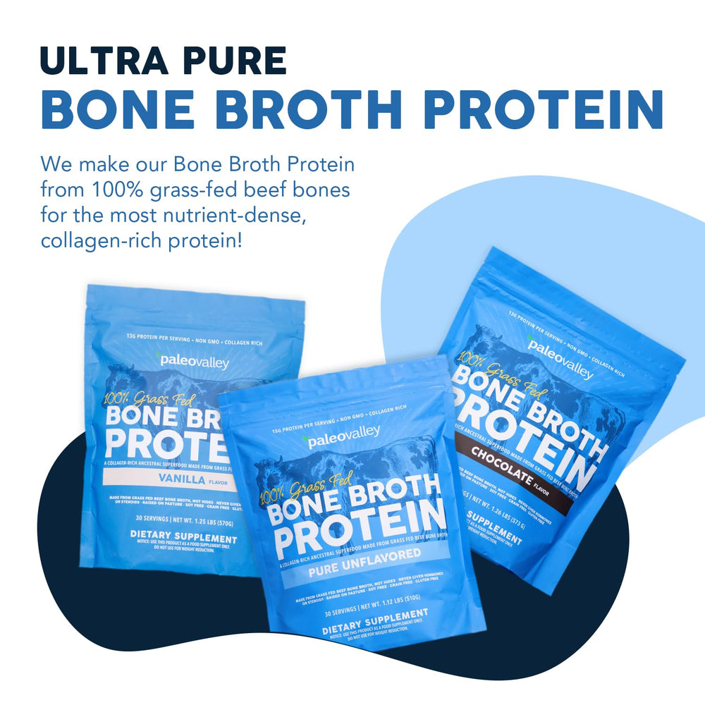 Paleovalley bone broth powder scoop ready for quick daily servings