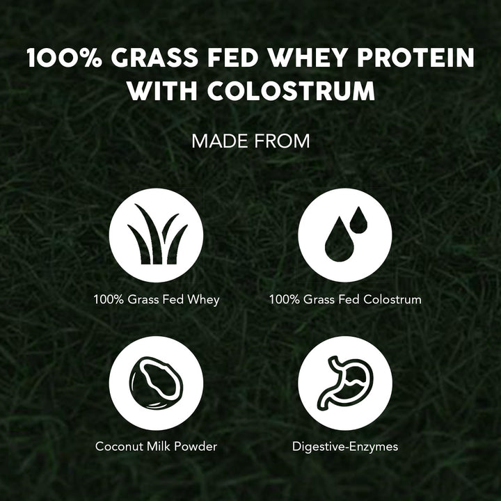Paleovalley colostrum powder tub highlighting immune and gut-friendly ingredients.