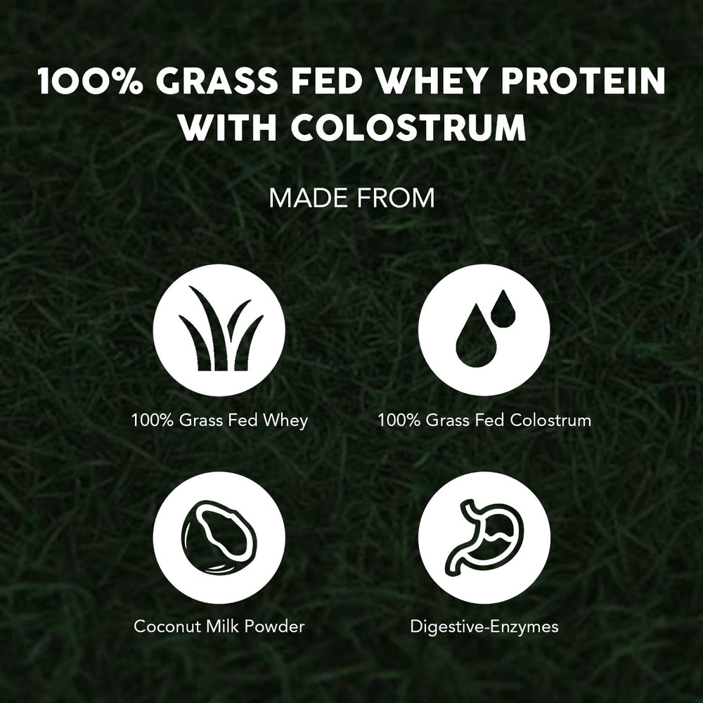 Paleovalley colostrum powder tub highlighting immune and gut-friendly ingredients.