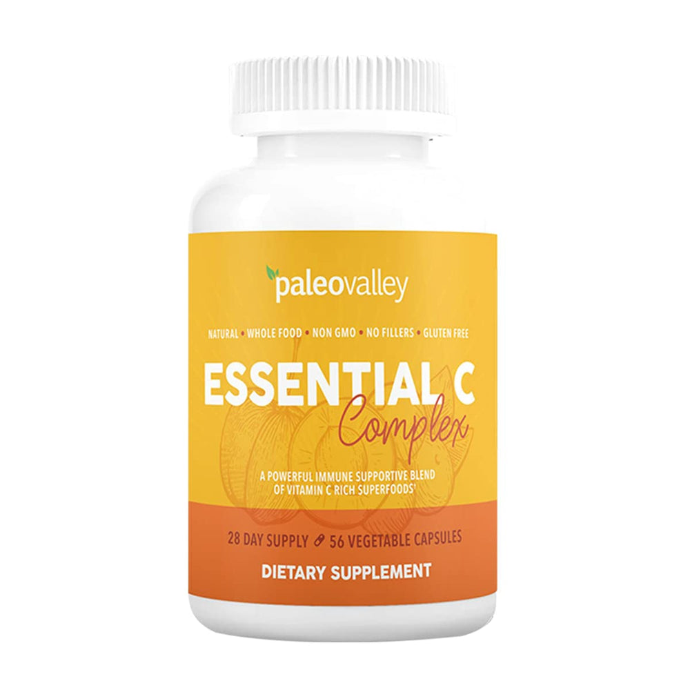 Paleovalley Essential C Complex packaging showing clean, organic vitamin C ingredients for daily vitality