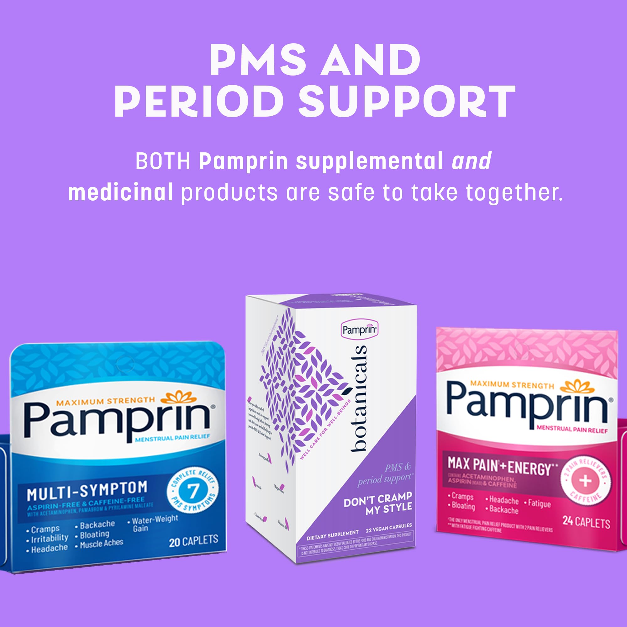 Pamprin Botanicals: empaque frontal que transmite claridad y facilidad de uso.