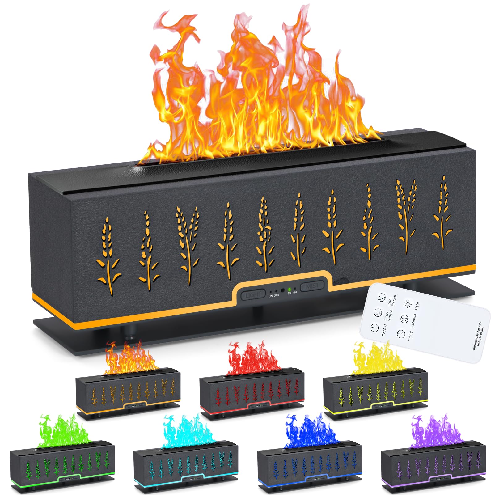 PANGPENG diffuser with seven color LED flame for ambient mood lighting
