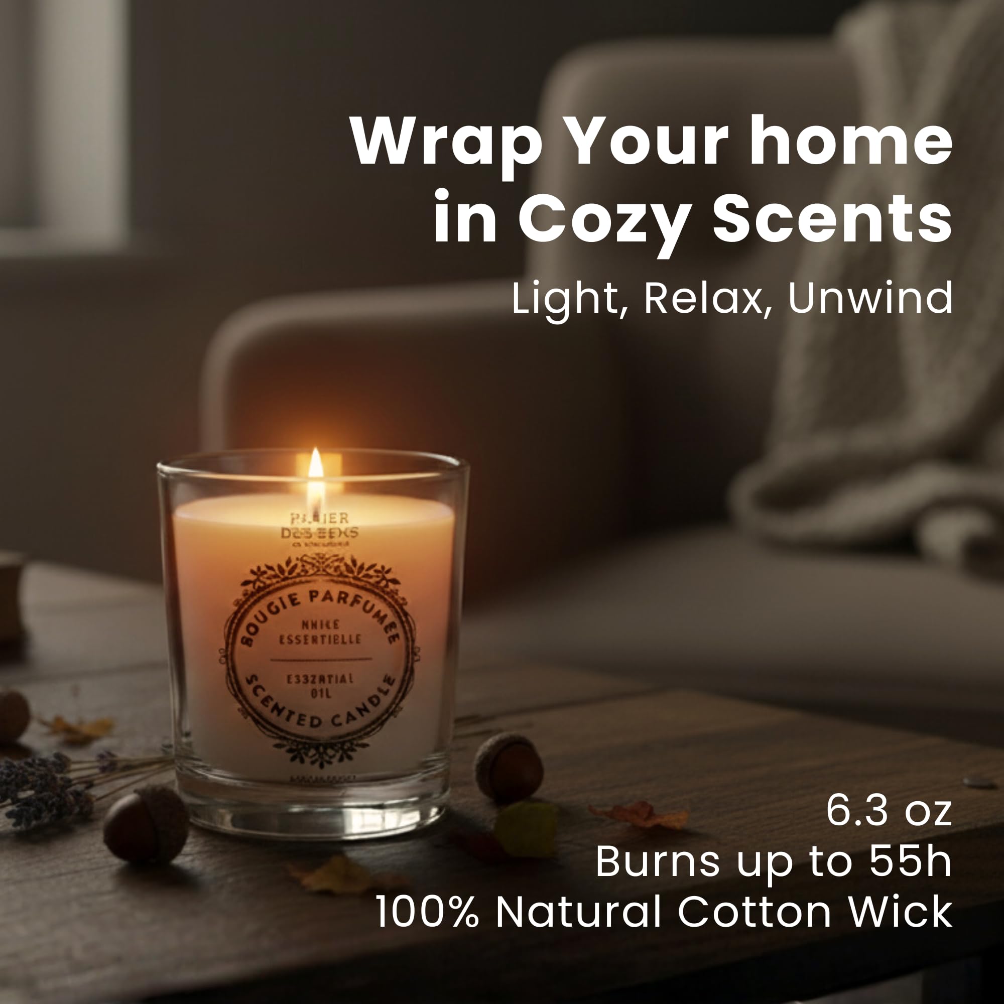 Panier des Sens Verbena Candle glow enhances warm ambiance for relaxing evenings