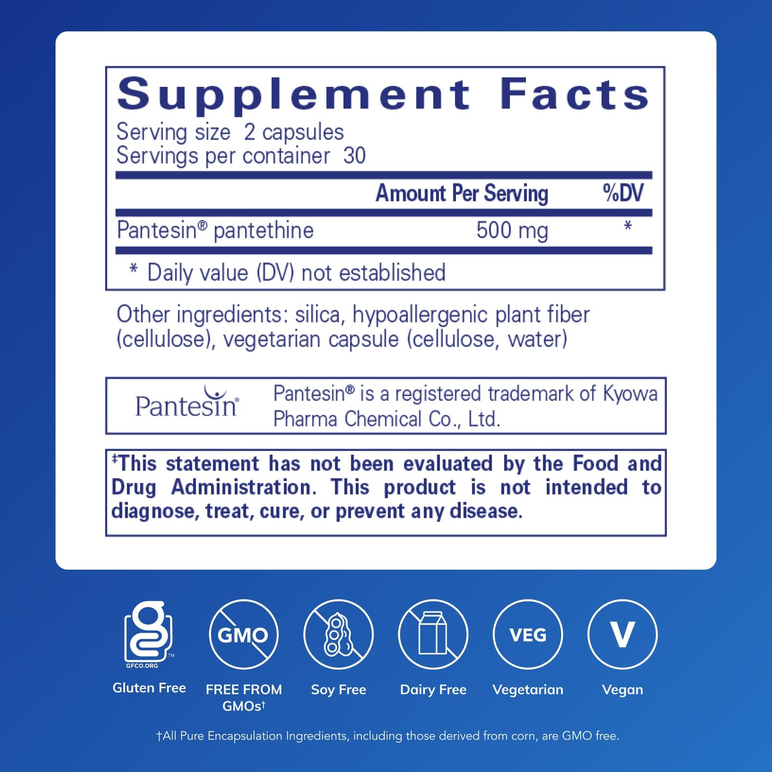 Pantethine capsules up close highlighting easy-to-swallow design for daily use.