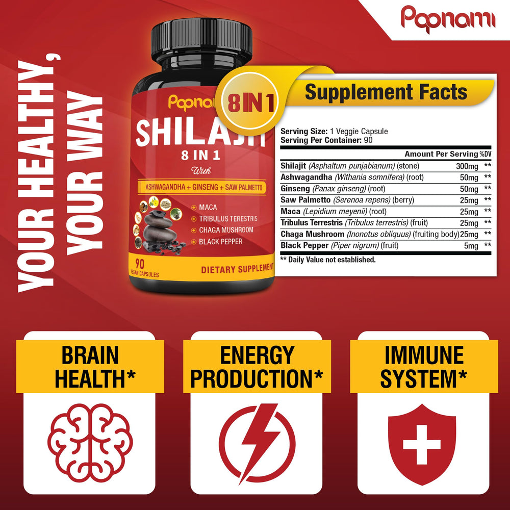 Papnami Himalayan Shilajit powder with scoop for convenient use.