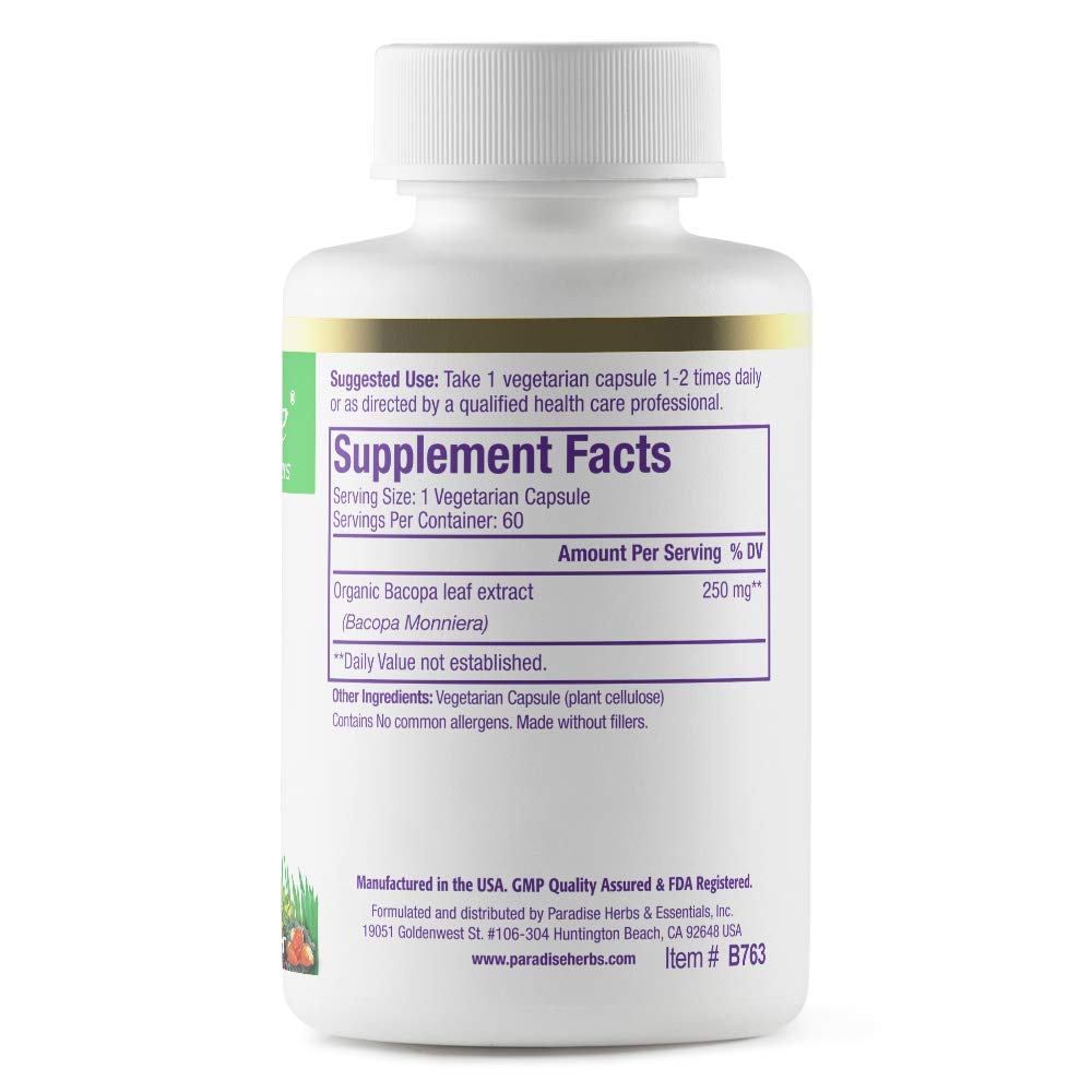 Paradise Herbs Bacopa Extract capsules for daily wellness routine