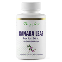 Paradise Herbs Banaba Leaf 12:1 Extract capsules for daily wellness and antioxidant support.