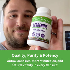 Label detail of Paradise Herbs Berberine Extract showing vegan and gluten-free formula.