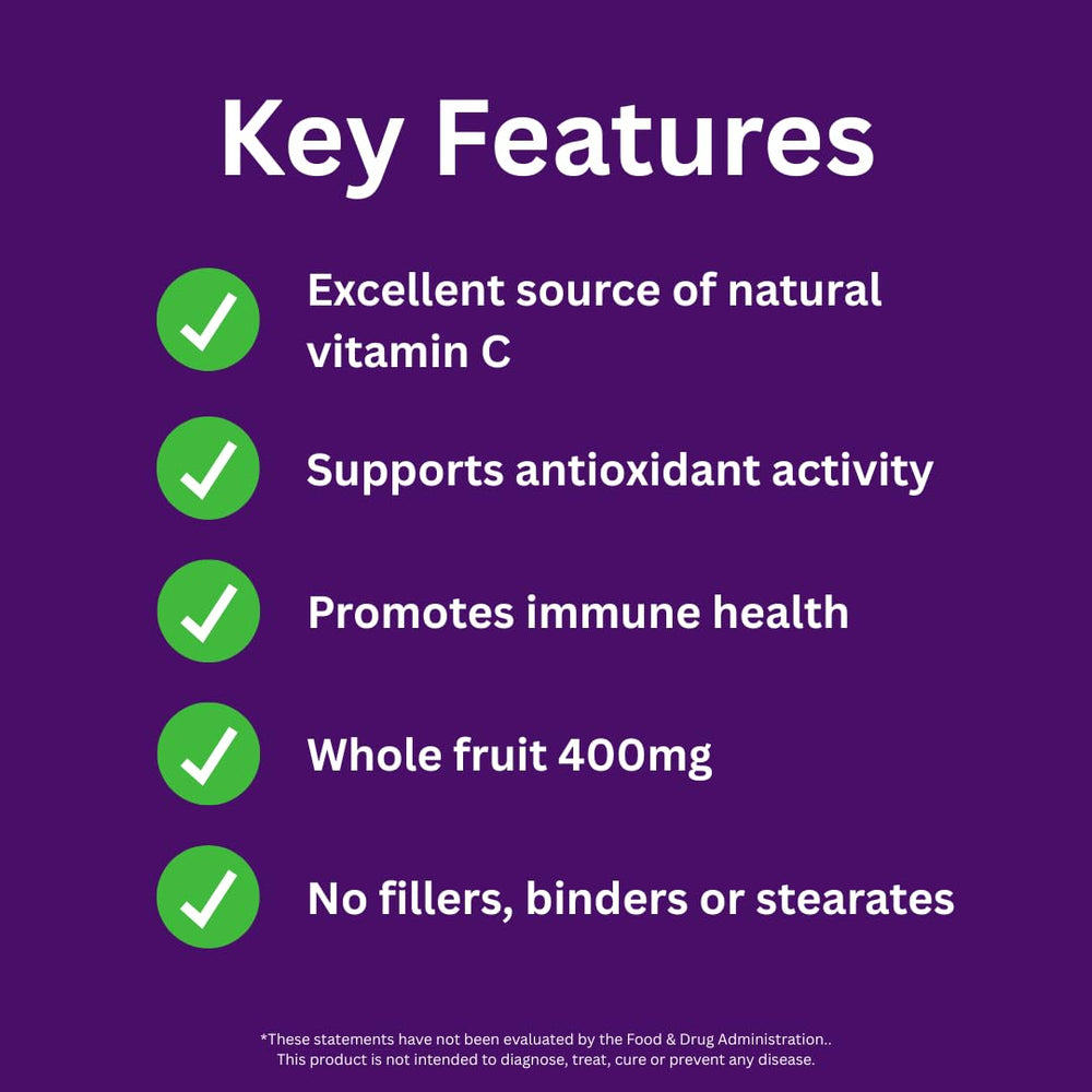 Paradise Herbs Camu Camu extract capsules arranged for easy daily use.