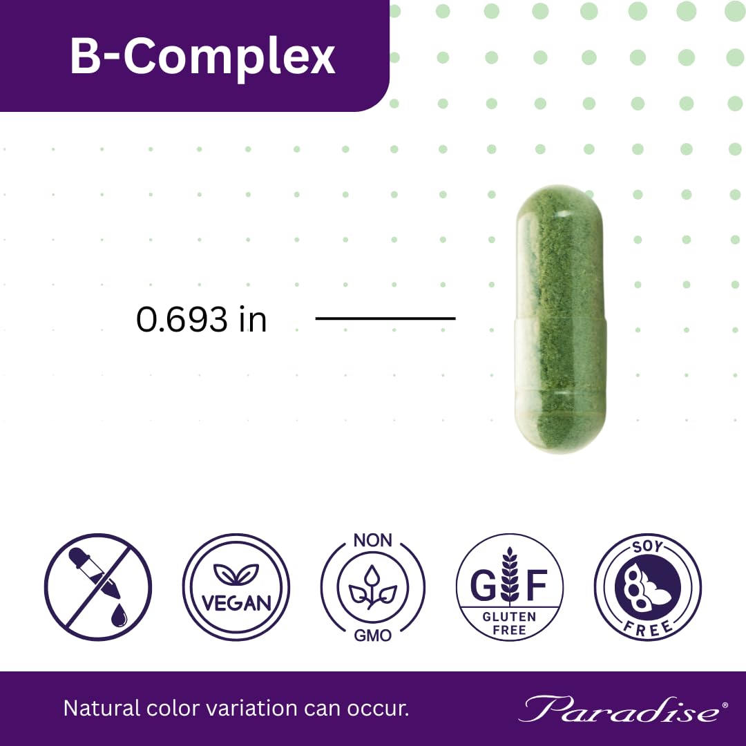 Paradise Herbs Earths Blend B-Complex packaging inside reveals sustainably sourced ingredients