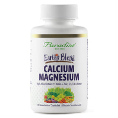 Paradise Herbs Earth's Blend Cal-Mag bottle supporting bone health and muscle function.