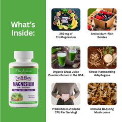 Paradise Herbs Earth's Blend Magnesium back view highlighting vegan, non-GMO formula.