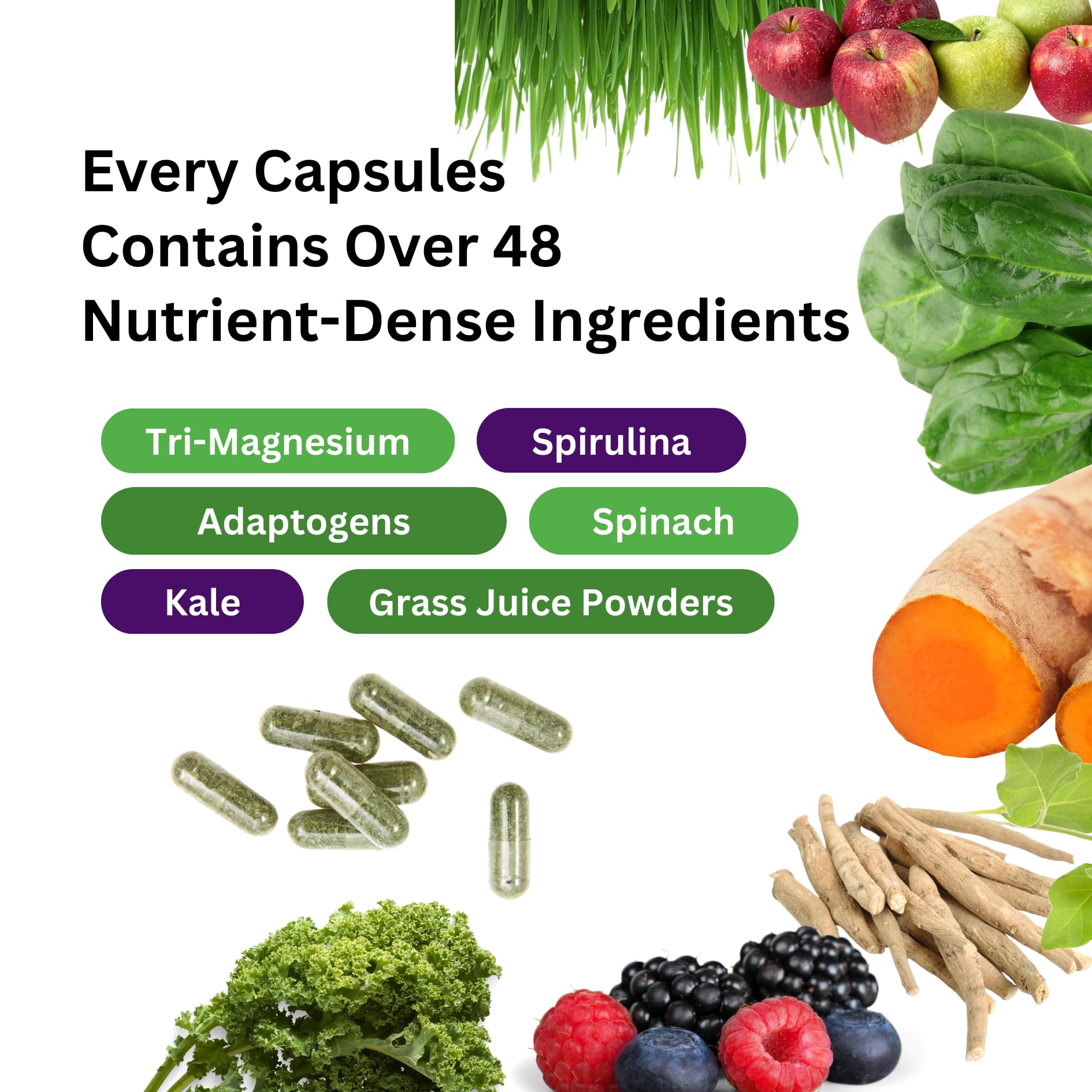 Paradise Herbs Earth's Blend Magnesium capsules close-up showing smooth texture and easy swallow.