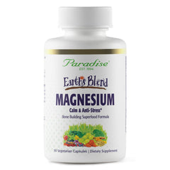Paradise Herbs Earth's Blend Magnesium capsules front view for daily wellness support.