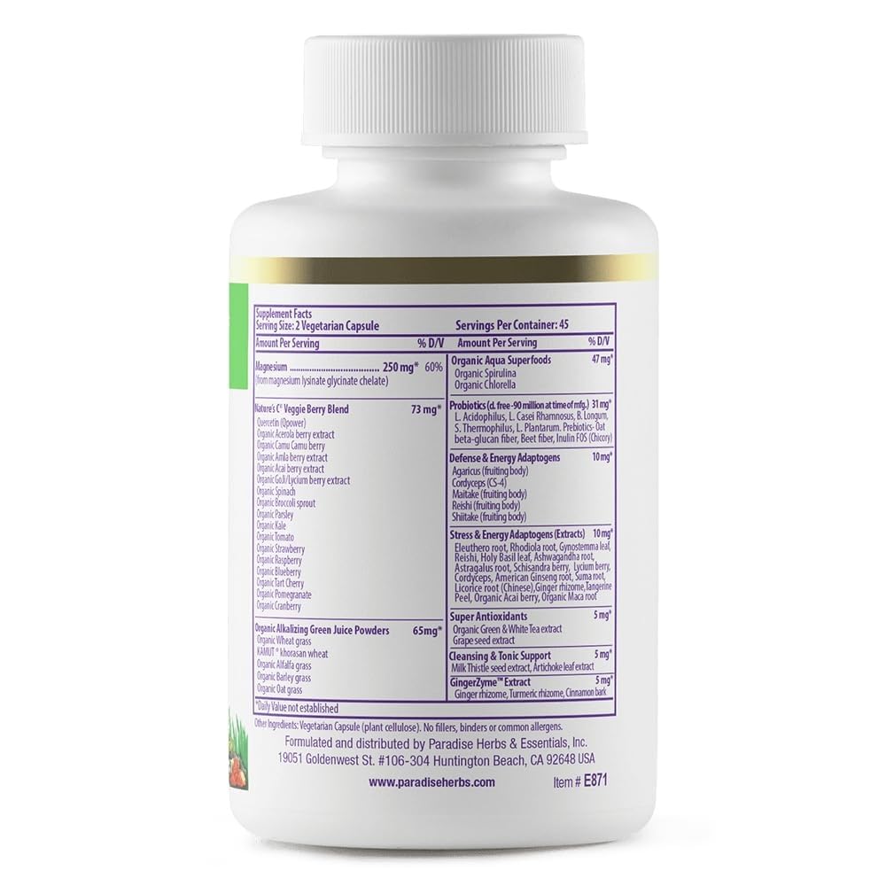 Paradise Herbs Earth's Blend Magnesium packaging in a lifestyle setting.