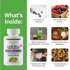 Close-up of Earth's Blend capsule highlighting methylated vitamins for better absorption