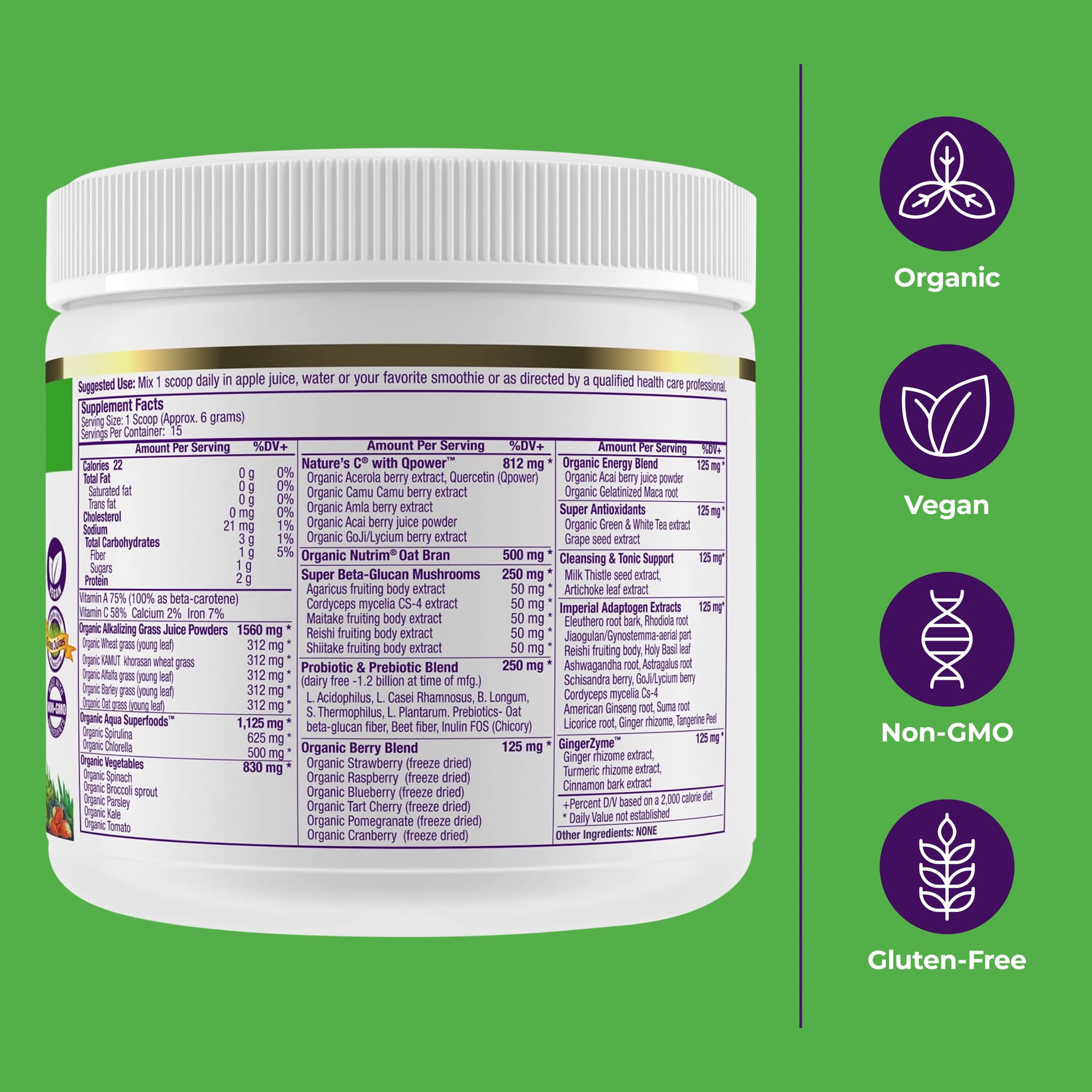 Paradise Herbs ORAC Energy Greens ashwagandha adaptogens for stress support.
