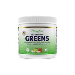 Paradise Herbs ORAC Energy Greens bottle showing a vibrant antioxidant blend for daily wellness.