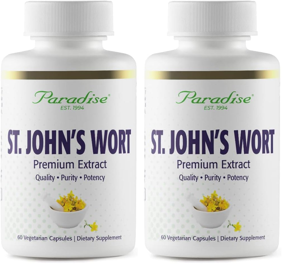 Paradise Herbs St. John's Wort Extract bottle showing pure, full-spectrum formula for daily wellness.