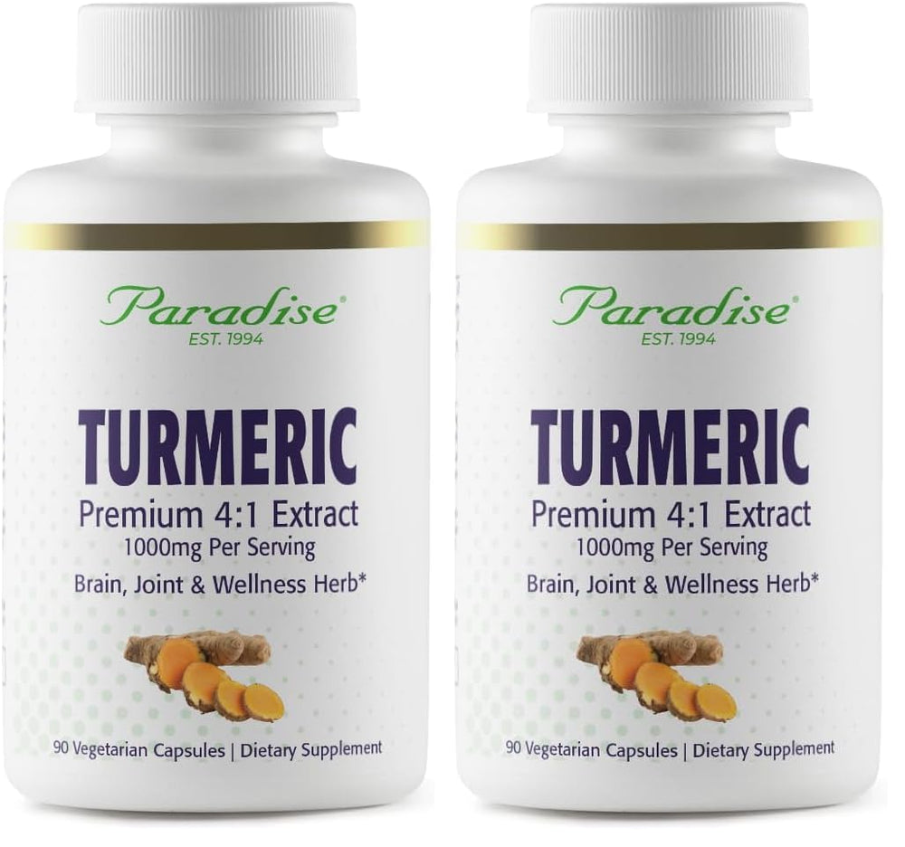 Paradise Herbs turmeric rhizome extract bottle showing full-spectrum formula for daily wellness.