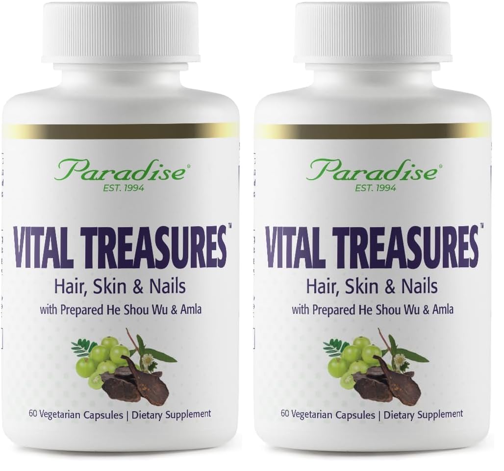 Paradise Herbs Vital Treasures capsules for hair, skin, and nails support and daily vitality.