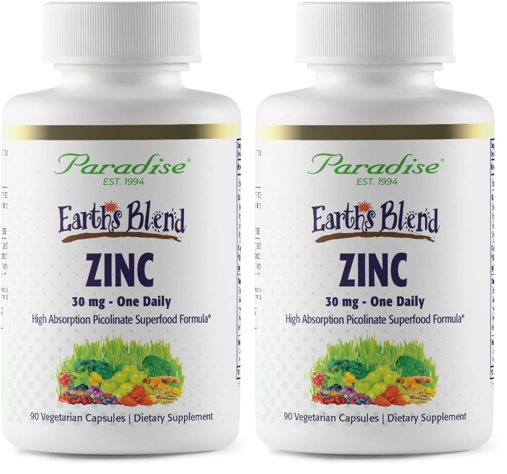 Paradise Herbs zinc picolinate bottle highlights premium immune support
