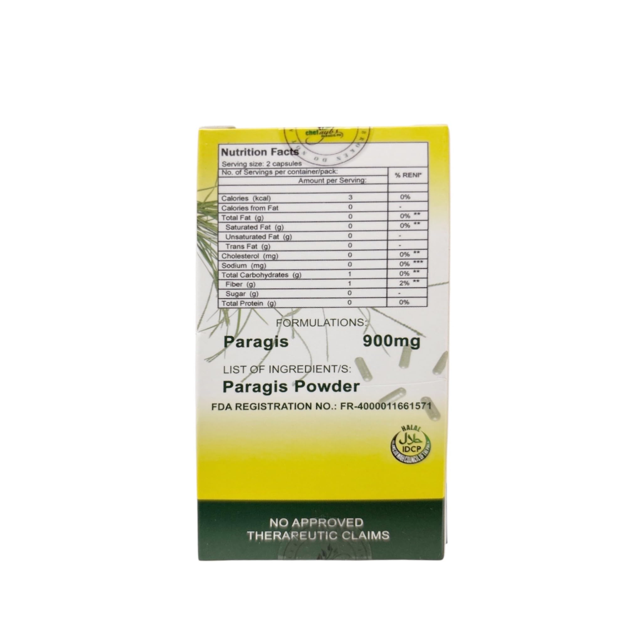 Paragis Gold Capsules branding card emphasizing natural Goose Grass sourcing and quality