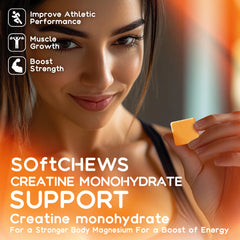 Parhaat Creatine Monohydrate Chews bottle front view emphasizing orange flavor