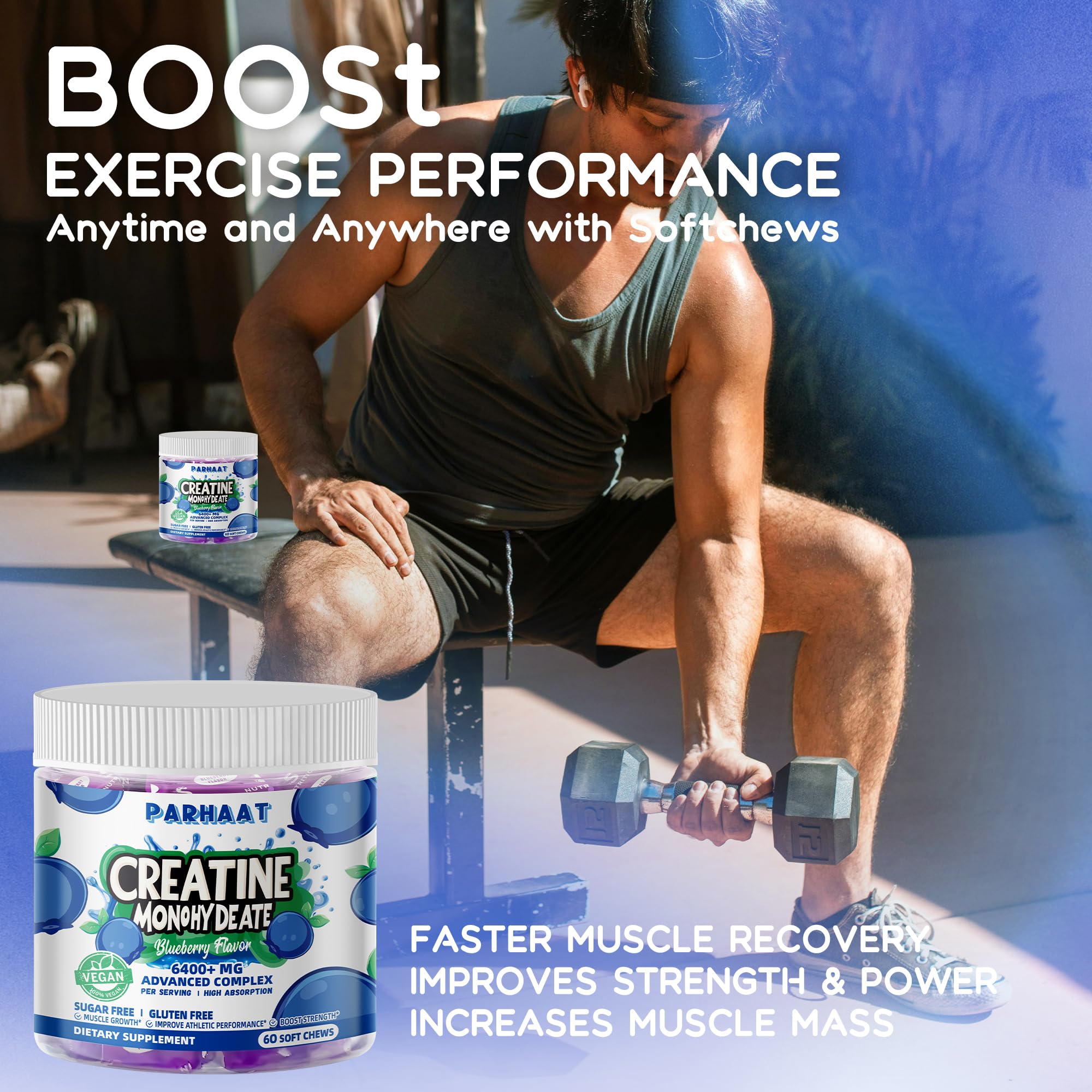 Parhaat Creatine Monohydrate Chews GMP-certified manufacturing: quality you can trust.