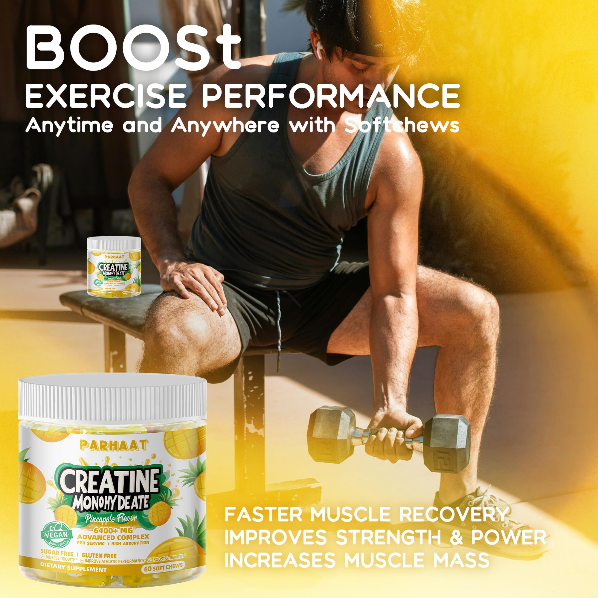 Handholding chews demonstrates portable, anytime energy support with Parhaat Creatine Monohydrate Chews.