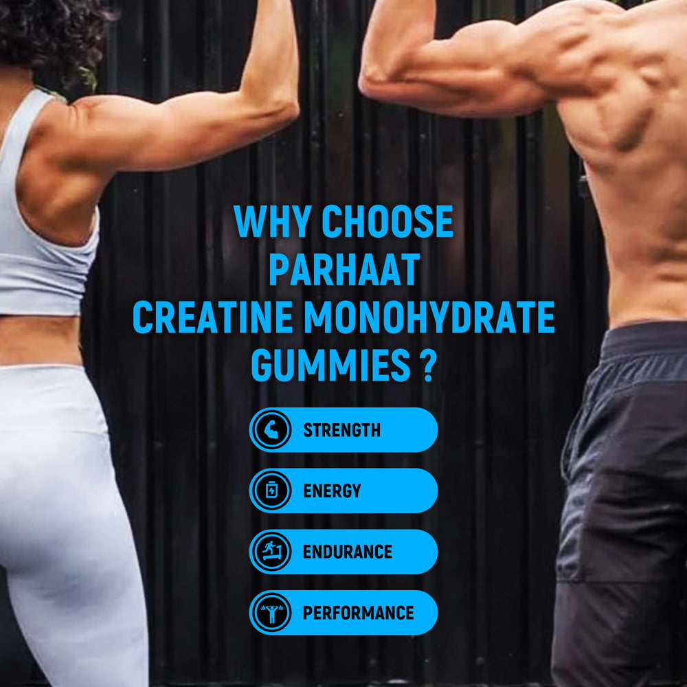 Parhaat Creatine Monohydrate Gummies gluten-free label for inclusive nutrition.