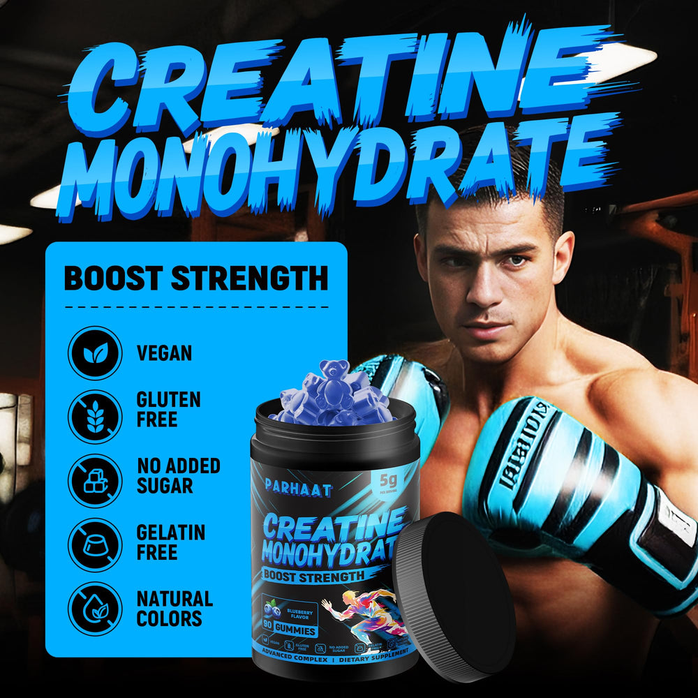 Parhaat Creatine Monohydrate Gummies low-temperature molding process visual highlight.