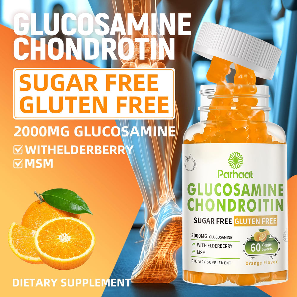 Parhaat Glucosamine Chondroitin Gummies elderberry flavor highlighting immune support potential.