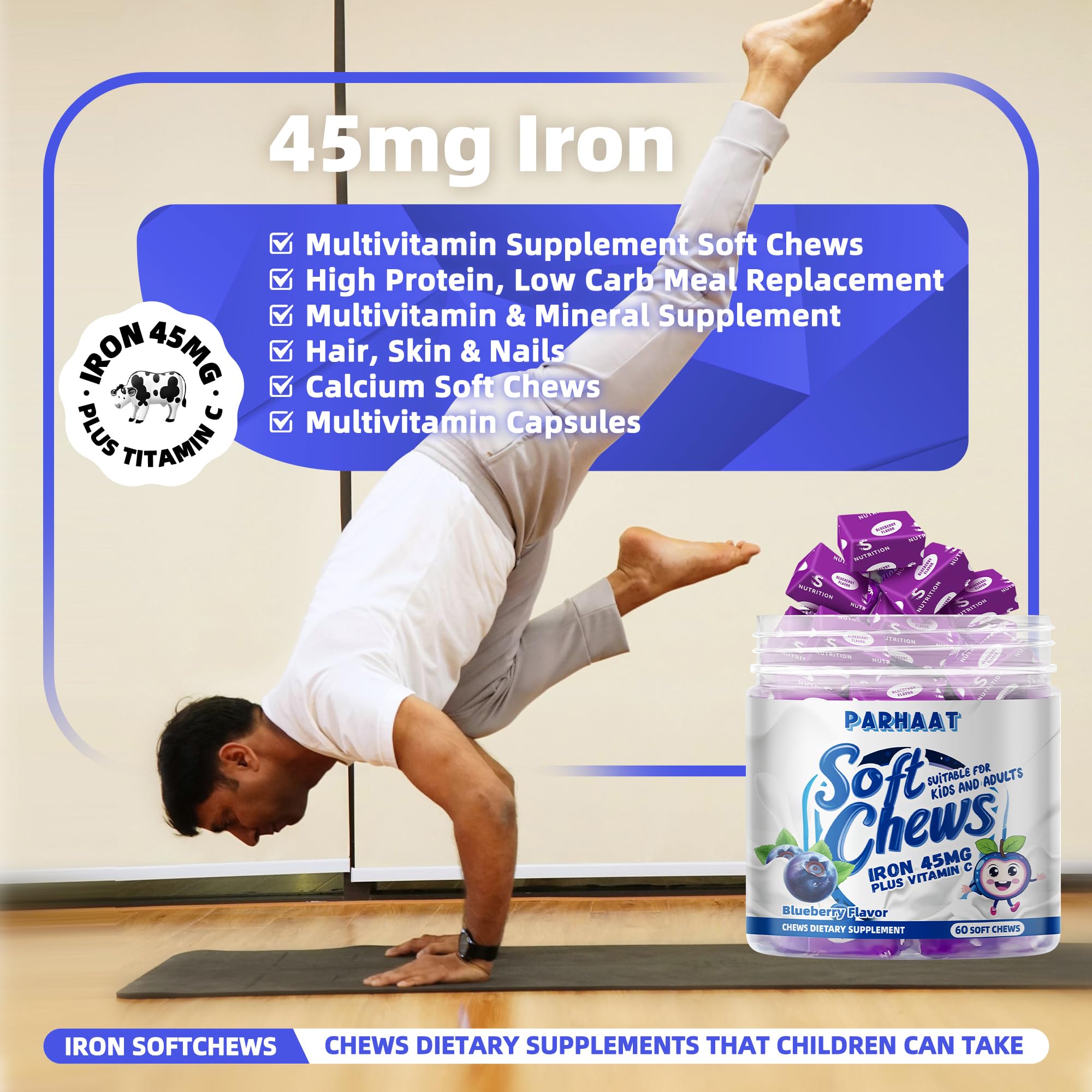 Parhaat Iron Soft Chews suitable for kids and adults in family routines.