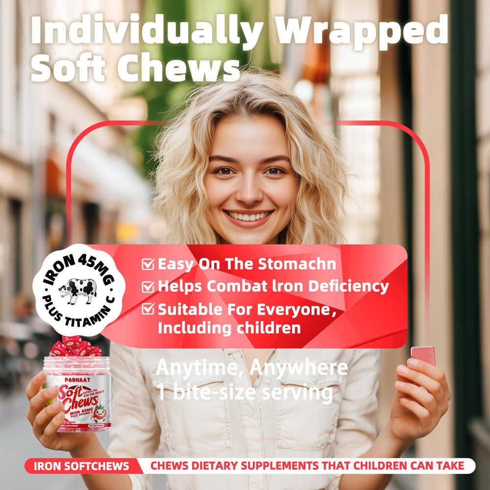 Parhaat Iron Soft Chew kids-friendly packaging for family health