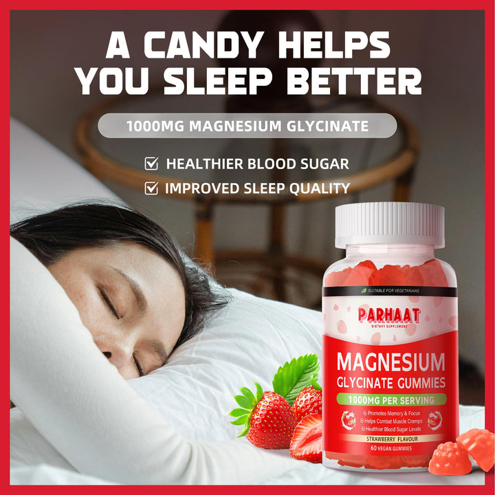 Parhaat Magnesium Glycinate Gummies natural raspberry flavor for enjoyable daily use.