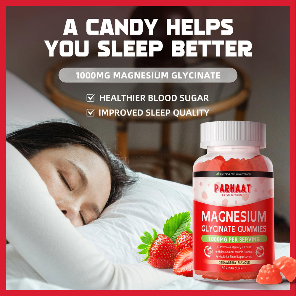 Parhaat Magnesium Glycinate Gummies natural raspberry flavor for enjoyable daily use.