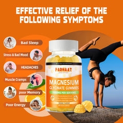 Parhaat Magnesium Glycinate Gummies close-up showing bright orange gummies and easy chew