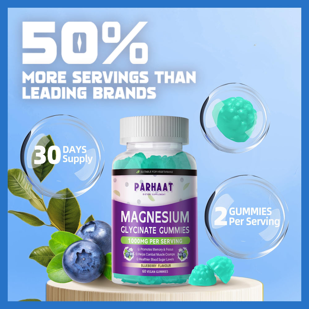 Parhaat gummies sugar-free with natural blueberry flavor for easy daily use.