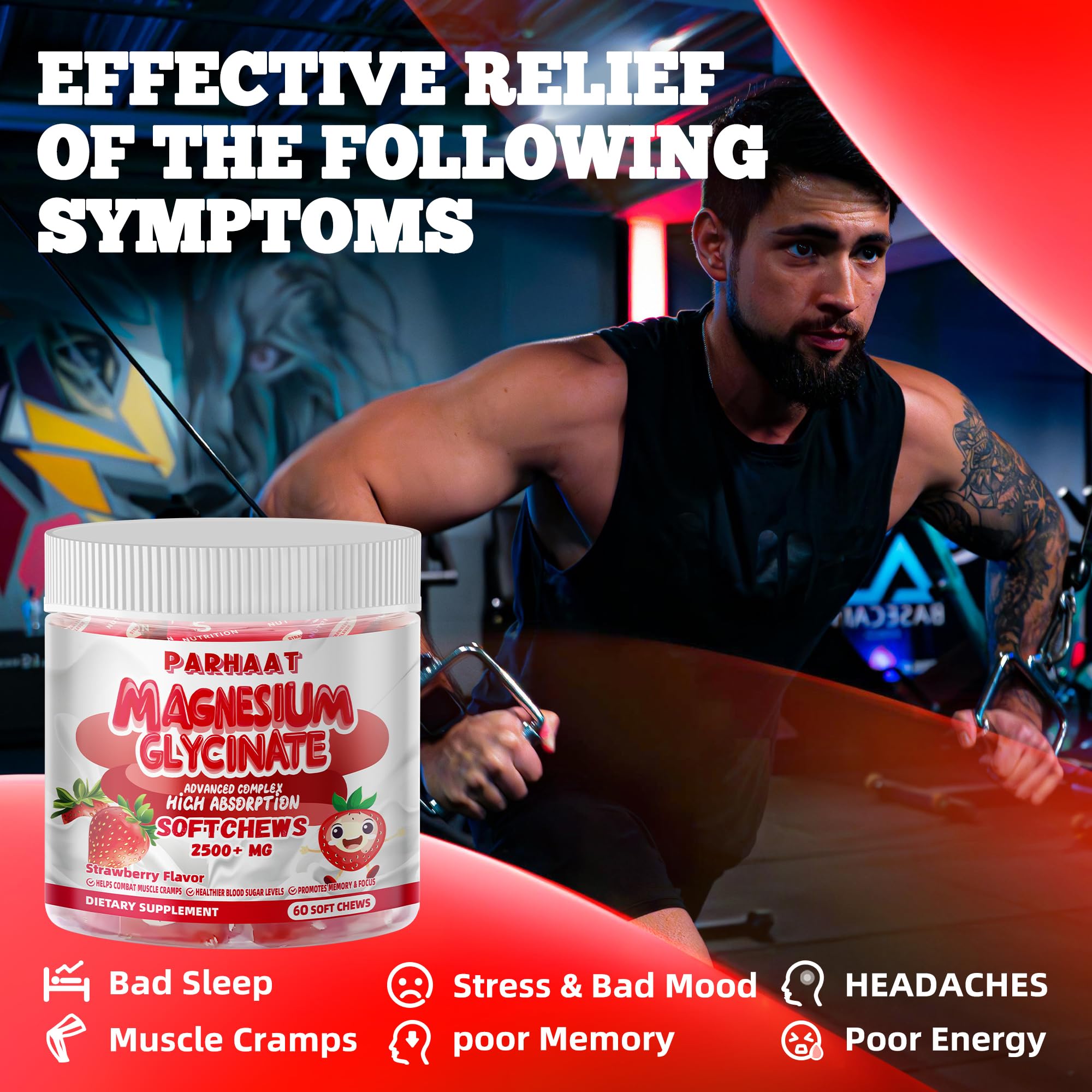 Parhaat magnesium glycinate soft chews strawberry being enjoyed as a soft chewy snack