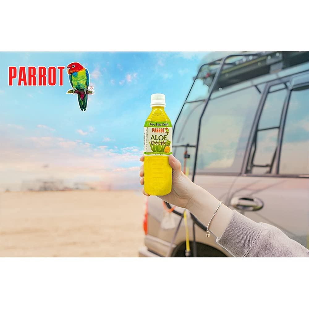 Parrot Aloe Pineapple juice in lunchbox promotes convenient, tasty hydration.
