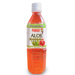 Parrot Aloe Pomegranate bottle pour – refreshing, vegan beverage for sunny days