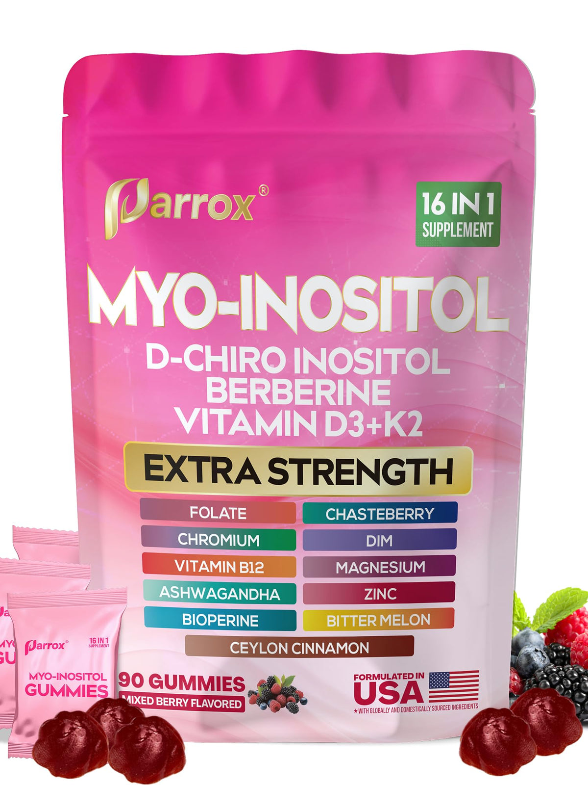 Parrox 16-in-1 wellness berry gummy supports daily balance and energy